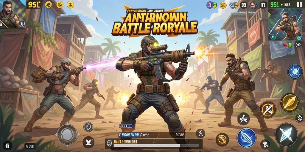 Gameplay Battle Royale yang seru dan penuh aksi.
