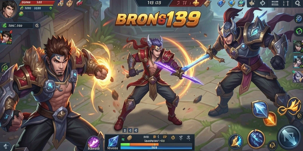 Tampilan gameplay menarik para hero bertarung di arena.