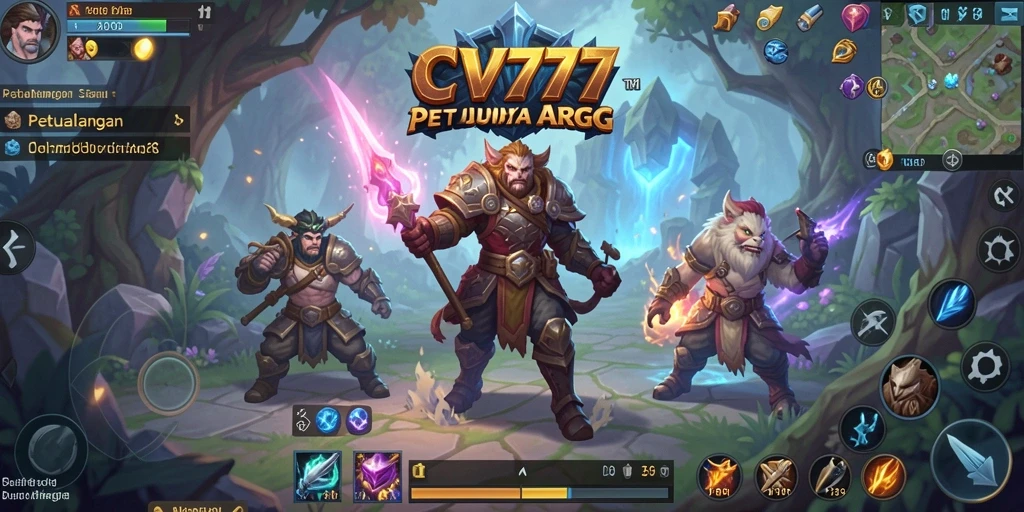 Screenshot gameplay CV777 menampilkan aksi pertempuran epik di dunia fantastis.