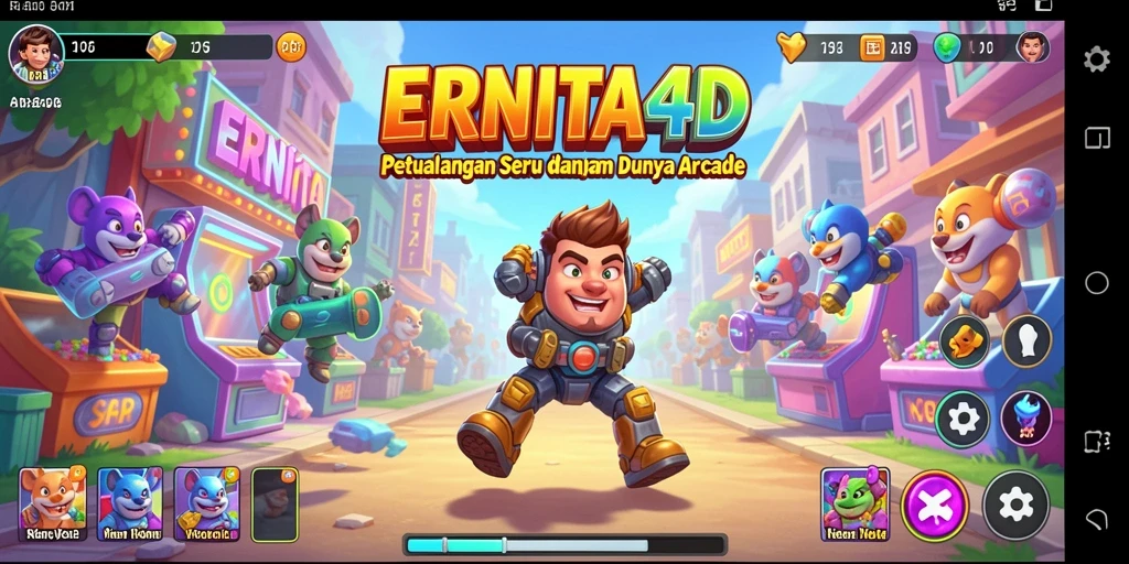Screenshot gameplay ERNITA4D menampilkan aksi seru dan tantangan arcade.