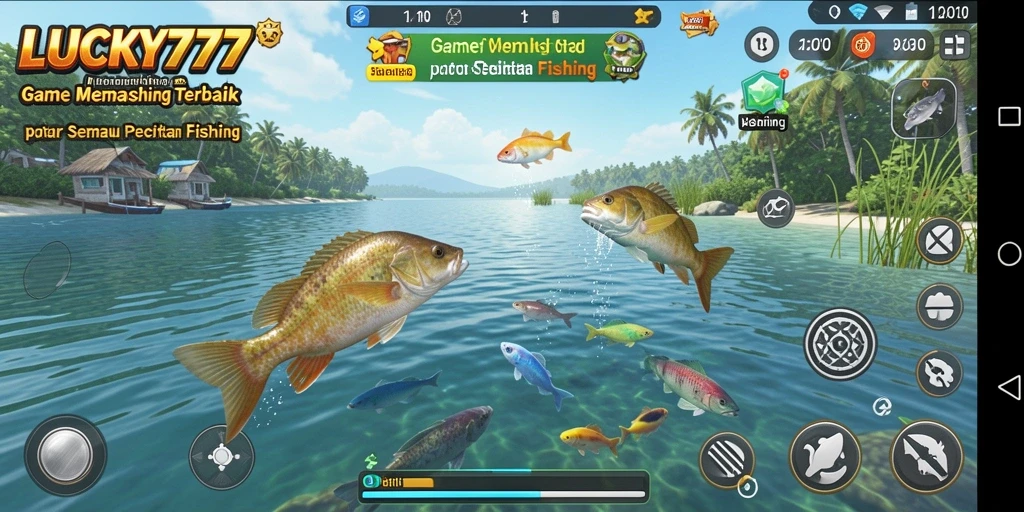Screenshot gameplay LUCKY777 yang menampilkan momen menangkap ikan.