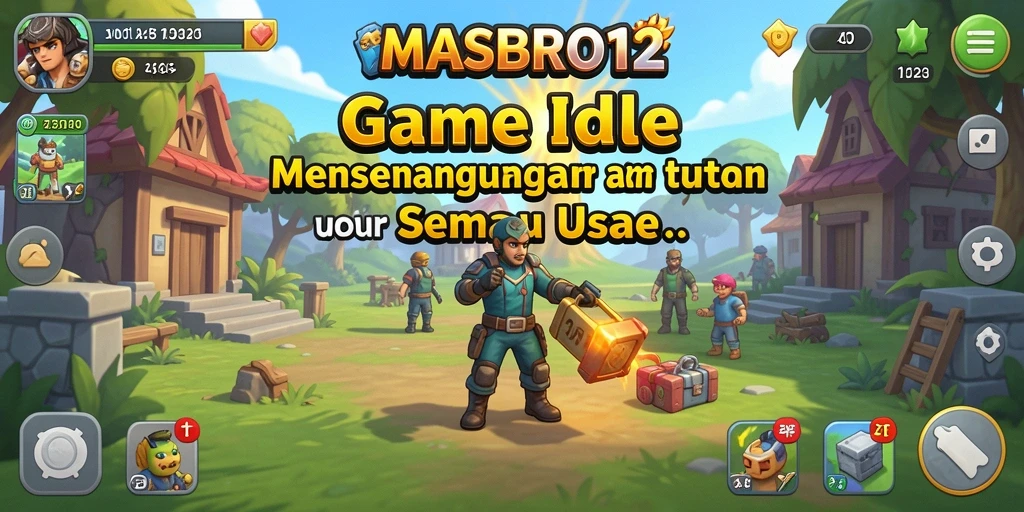 Tampilan gameplay menarik dari MASBRO12 yang menunjukkan kemajuan dalam permainan Idle.