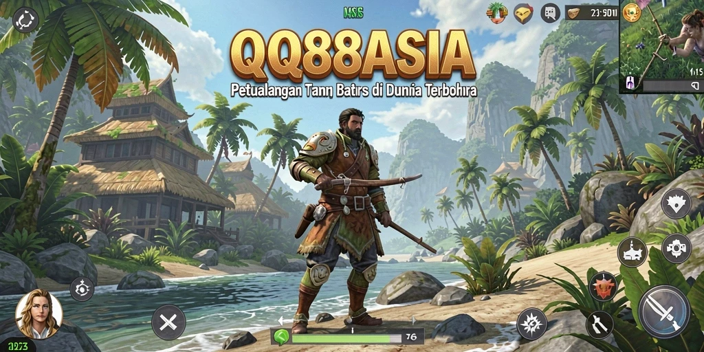 Screenshot gameplay QQ88ASIA menunjukkan eksplorasi dan petualangan di dunia terbuka.