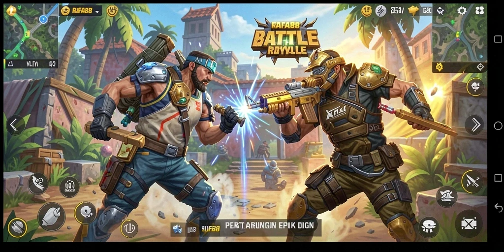Tampilan gameplay RAFA88 yang mendebarkan di arena Battle Royale.
