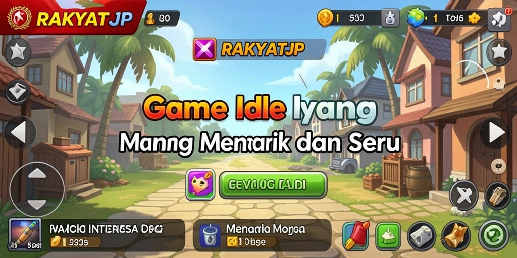Tangkapan layar gameplay RAKYATJP menunjukkan kemajuan dalam permainan Idle.