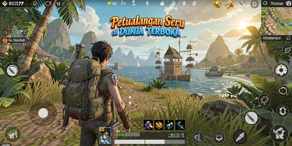 Gameplay RICIS77 menampilkan petualangan mendalam di dunia terbuka.