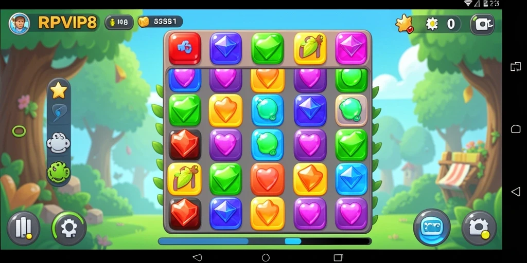Tangkapan layar utama RPVIP8 menampilkan gameplay seru Match-3.