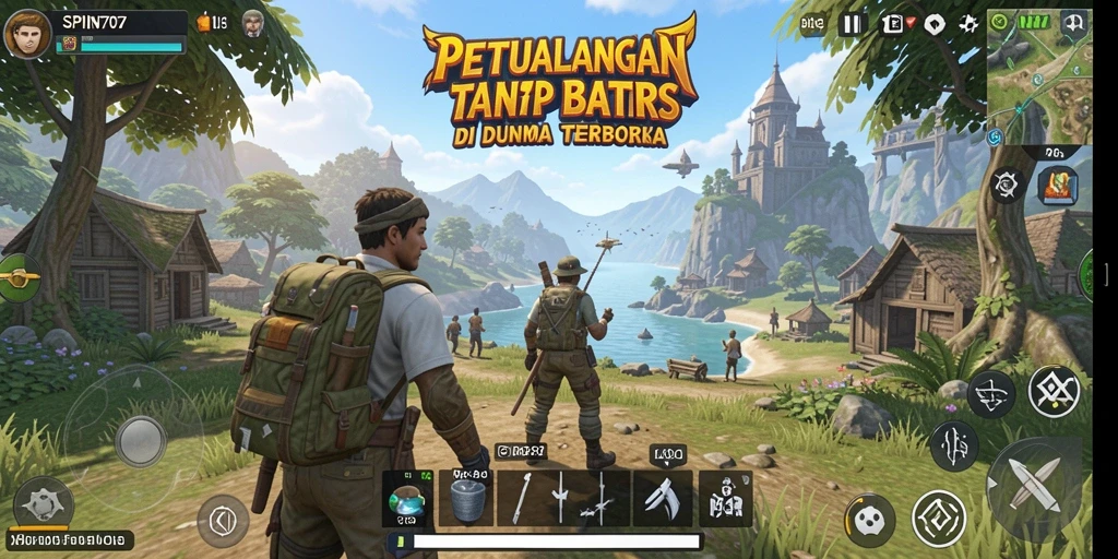 Screenshot gameplay SPIN707 menampilkan eksplorasi dunia terbuka yang luas.