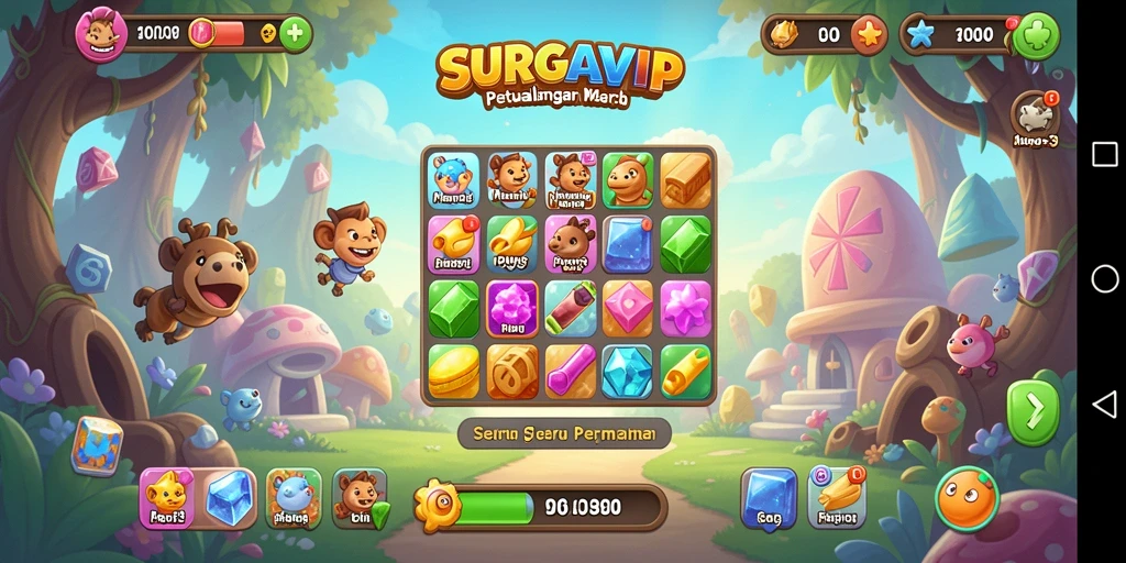 Tampilan luar biasa saat gameplay SURGAVIP Match-3.
