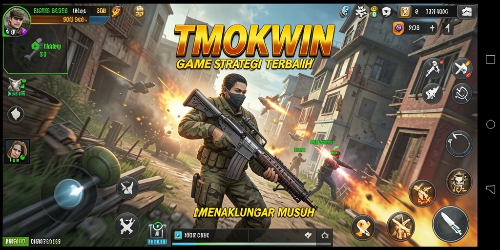 Tangkapan layar gameplay TMOKWIN menampilkan pertempuran taktis yang seru dan mendebarkan.